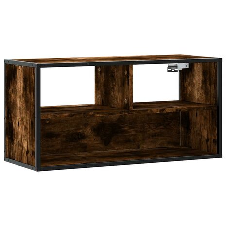 Tv-meubel 80x31x39,5cm bewerkt hout metaal gerookt eikenkleurig 2