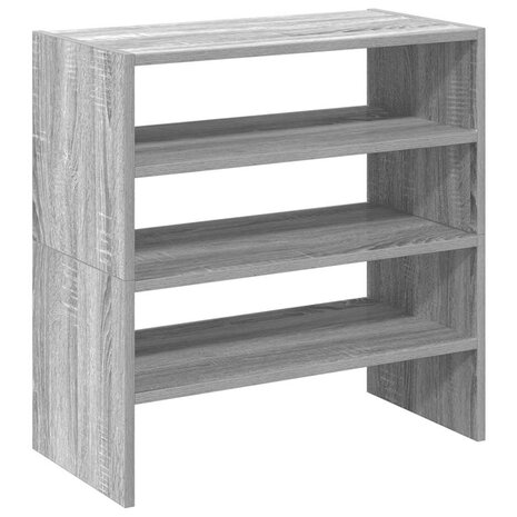 Schoenenrekken 2 st stapelbaar 60x30x30,5 cm grijs sonoma eiken 2