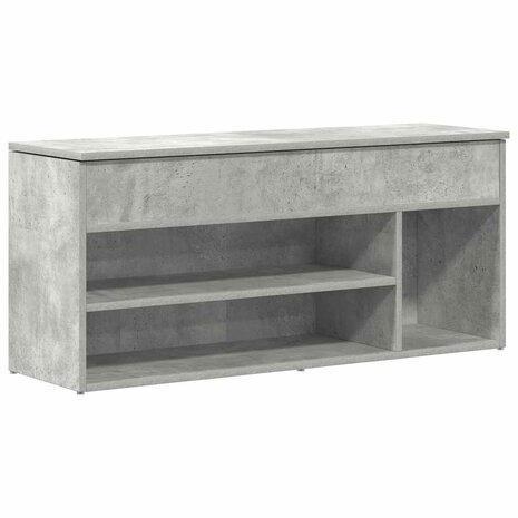 Schoenenbank 102x30,5x45 cm bewerkt hout betongrijs 2