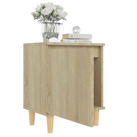 Nachtkastje met houten poten 40x30x50 cm sonoma eikenkleurig 4
