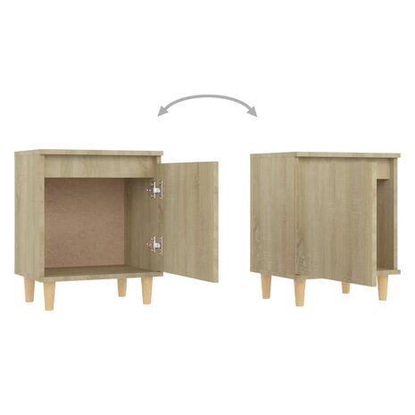 Nachtkastje met houten poten 40x30x50 cm sonoma eikenkleurig 5