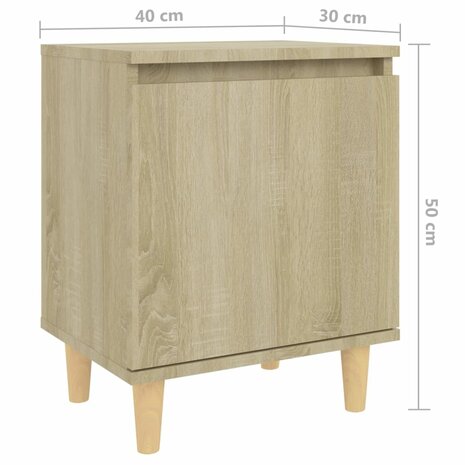 Nachtkastje met houten poten 40x30x50 cm sonoma eikenkleurig 8
