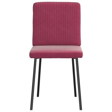 Eetkamerstoelen 2 st fluweel wijnrood 4