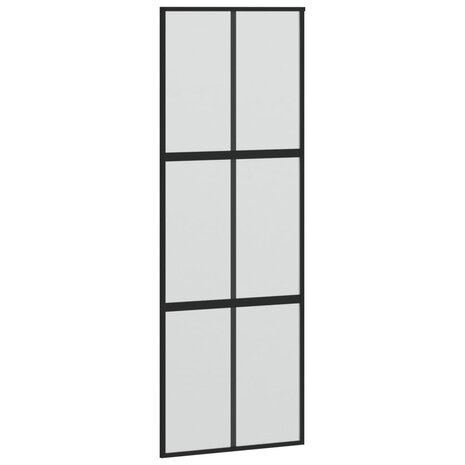 Schuifdeur 90x205 cm gehard glas en aluminium zwart 2