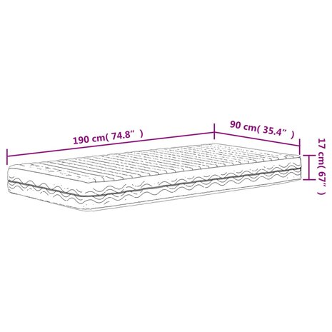 Schuimmatras hardheid H2 H3 90x190 cm wit 9