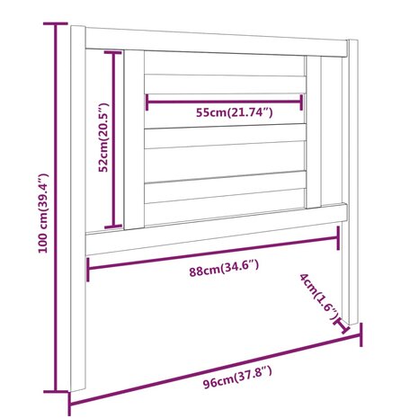 Hoofdbord 96x4x100 cm massief grenenhout zwart 6