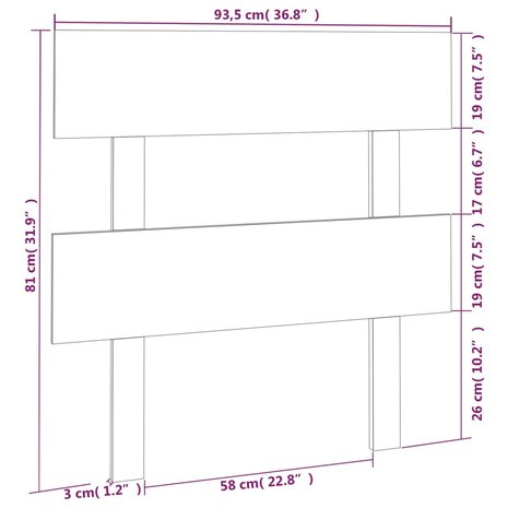 Hoofdbord 93,5x3x81 cm massief grenenhout grijs 6