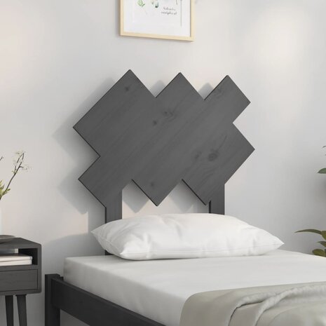 Hoofdbord 72,5x3x81 cm massief grenenhout grijs 3