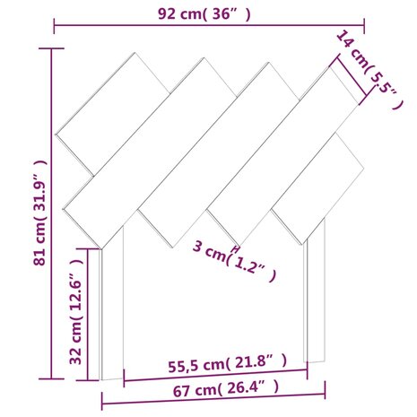 Hoofdbord 92x3x81 cm massief grenenhout wit 6