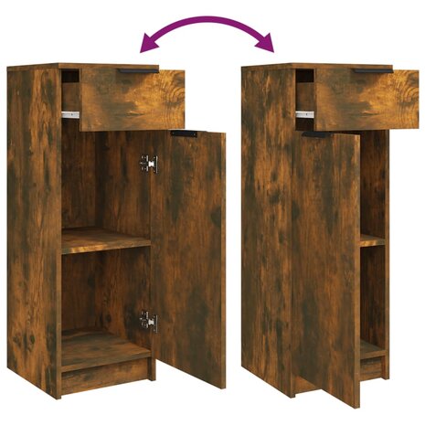Badkamerkast 32x34x90 cm bewerkt hout gerookt eikenkleurig 9