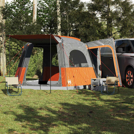 Autotent 4-persoons waterdicht grijs en oranje 4