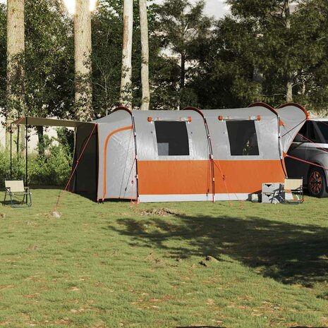 Autotent 4-persoons waterdicht grijs en oranje 3