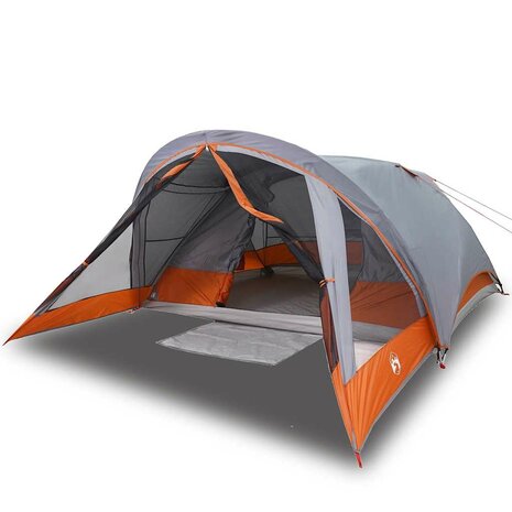 Tent 4-persoons waterdicht grijs en oranje 2