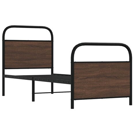 Bedframe zonder matras bewerkt hout bruin eikenkleur 75x190 cm 3