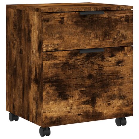 Dossierkast verrijdbaar 45x38x54 cm bewerkt hout gerookt eiken 2