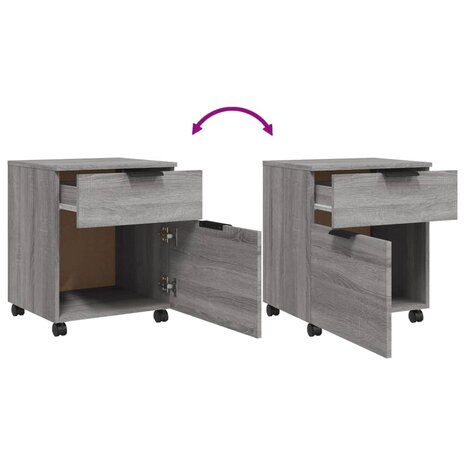 Dossierkast verrijdbaar 45x38x54 cm bewerkt hout grijs sonoma 6