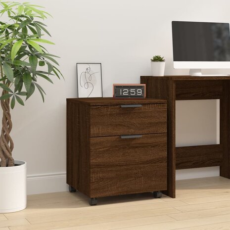 Dossierkast verrijdbaar 45x38x54 cm bewerkt hout bruineiken 1