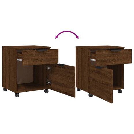 Dossierkast verrijdbaar 45x38x54 cm bewerkt hout bruineiken 6