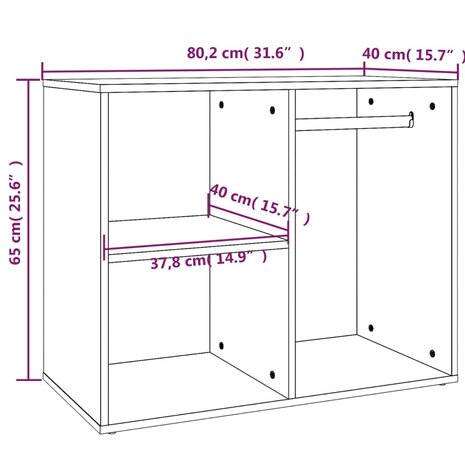 Kledingkast 80x40x65 cm bewerkt hout hoogglans wit 7