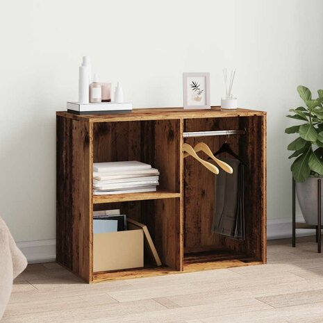 Kledingkast 80x40x65 cm bewerkt hout oud houtkleurig 3