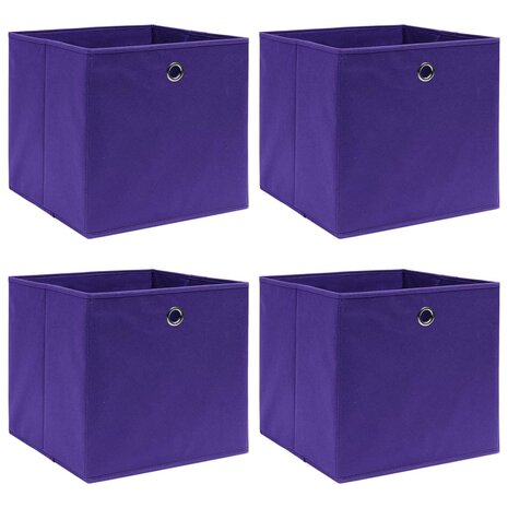 Opbergboxen 4 st 28x28x28 cm nonwoven stof paars 1