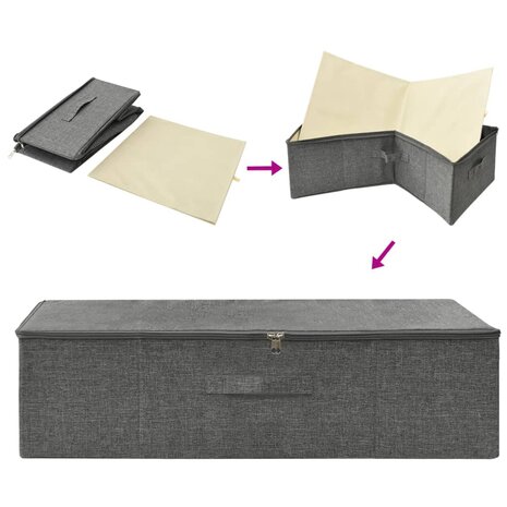 Opbergbox 70x40x18 cm stof antracietkleurig 5