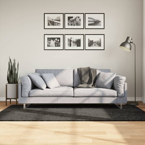 Vloerkleed ISTAN hoogpolig glanzend 100x200 cm antracietkleurig 1