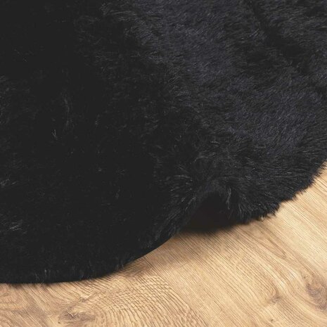 Hoogpolig vloerkleed NAVARRA 120x120 cm polyester zwart 5