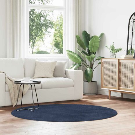 Hoogpolig vloerkleed NAVARRA 160x160 cm polyester marineblauw 1