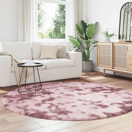 Hoogpolig vloerkleed NAVARRA 200x200 cm polyester stoffig roze 3