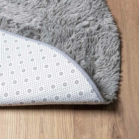 Hoogpolig vloerkleed NAVARRA 200x200 cm polyester zilvergrijs 6