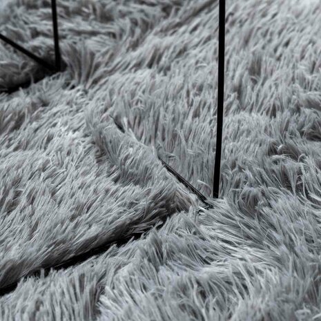 Hoogpolig vloerkleed NAVARRA 200x200 cm polyester zilvergrijs 7