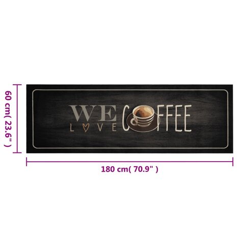 Keukenmat wasbaar koffietekst 60x180 cm fluweel 5