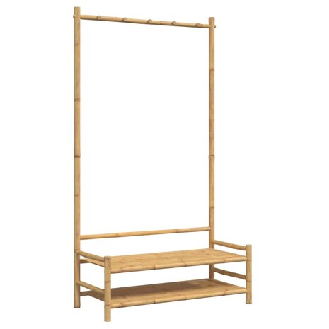 Kledingrek met schappen 103x40x183 cm bamboe 2
