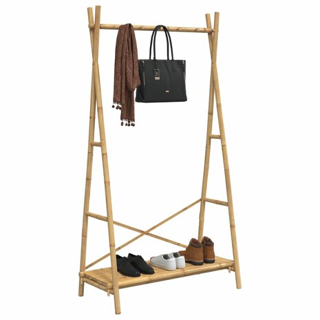 Kledingrek met schap 102x50x190 cm bamboe 4