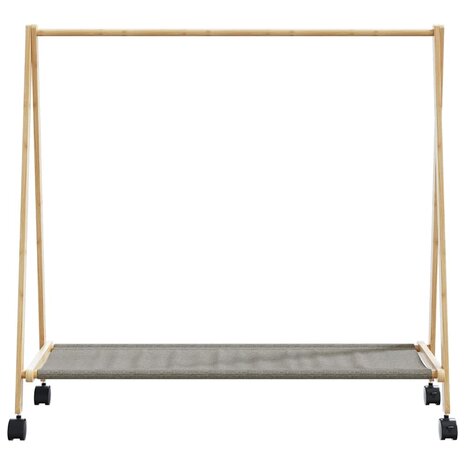 Kledingrek met schappen en wielen 106x34x106,5 cm bamboe 4