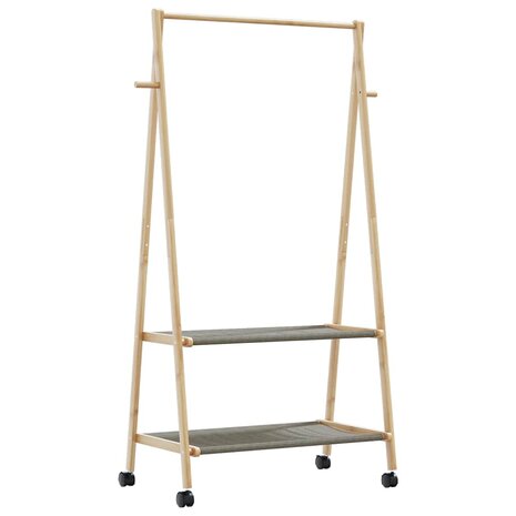 Kledingrek met schappen en wielen 96x45,5x155,5 cm bamboe 6