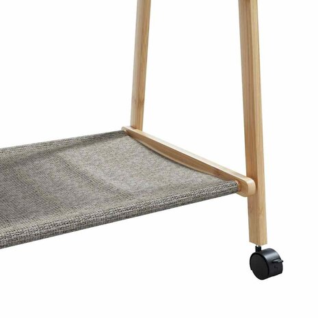 Kledingrek met schappen en wielen 96x45,5x155,5 cm bamboe 8