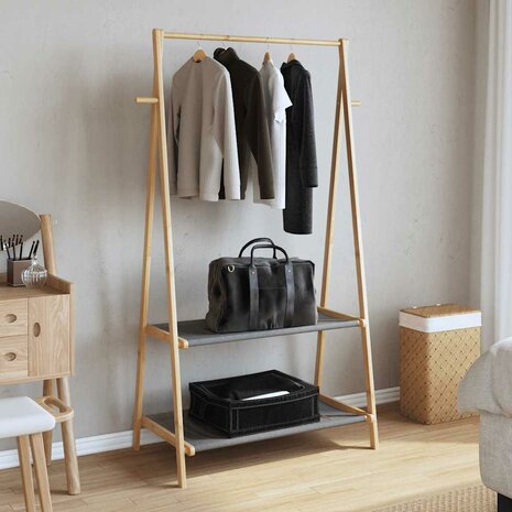 Kledingrek met schappen 96x45,5x150,5 cm bamboe 3