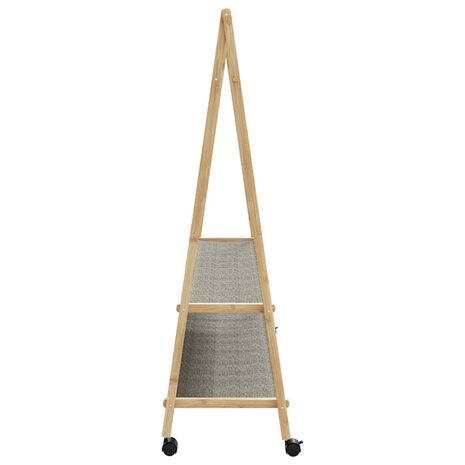Kledingrek met schappen en wielen 132x45,5x155,5 cm bamboe 5