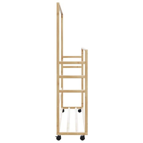 Kledingrek met schappen en wielen 90x35x155 cm bamboe 5