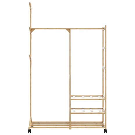Kledingrek met schappen en wielen 100x38x175,5 cm bamboe 4