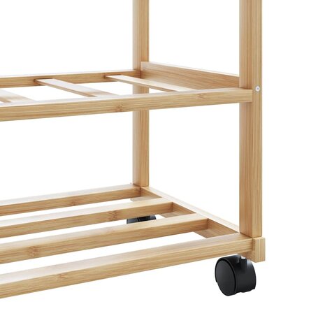 Kledingrek met schappen en wielen 100x38x175,5 cm bamboe 8