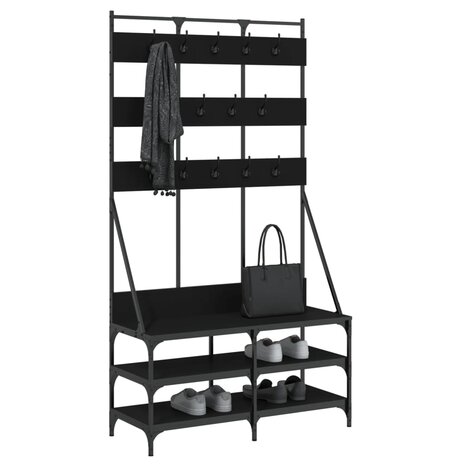 Kledingrek met schoenenrek 100x40x184 cm zwart 3