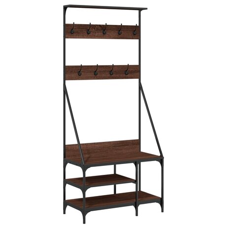 Kledingrek met schoenenrek 80x40x184 cm bruin eikenkleur 2