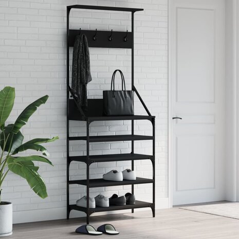 Kledingrek met schoenenrek 70x34x184 cm zwart 1