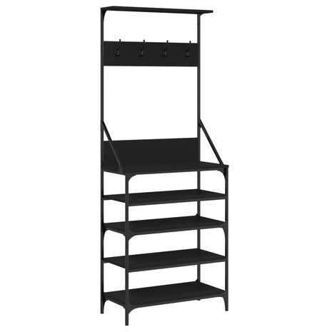 Kledingrek met schoenenrek 70x34x184 cm zwart 2