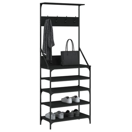Kledingrek met schoenenrek 70x34x184 cm zwart 3