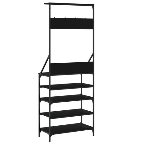 Kledingrek met schoenenrek 70x34x184 cm zwart 6