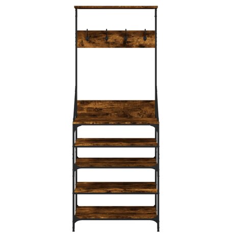 Kledingrek met schoenenrek 70x34x184 cm gerookt eikenkleurig 4
